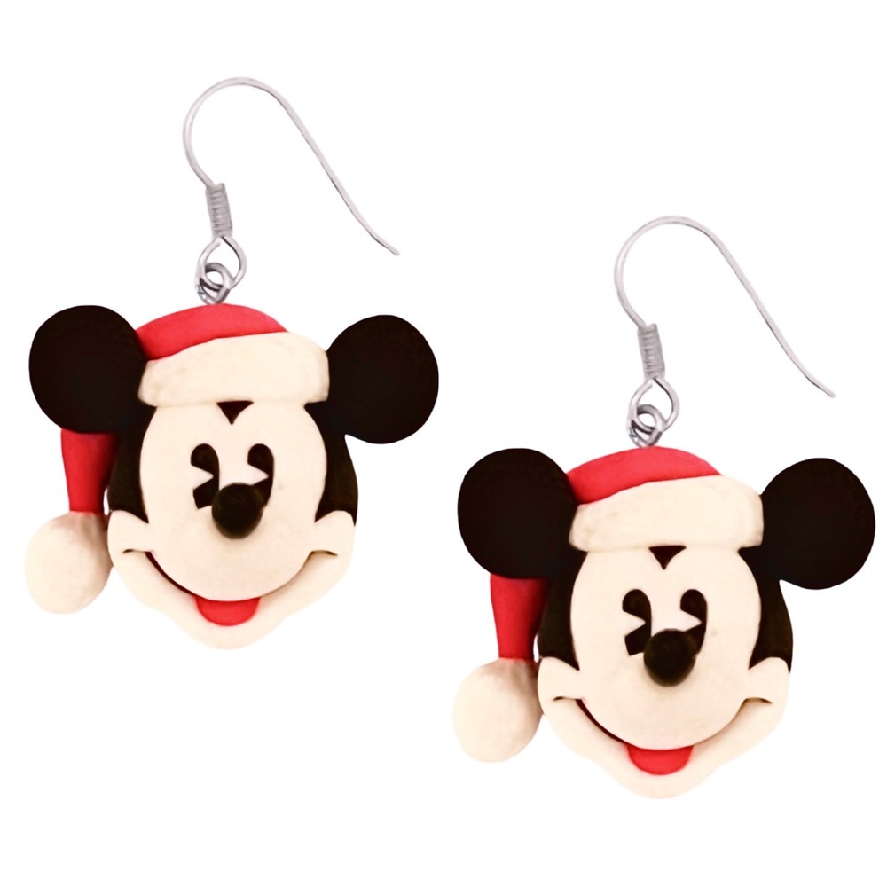 DISNEY • Vintage Mickey & Co. Hallmark Disneyland Mickey Mouse Santa Earrings